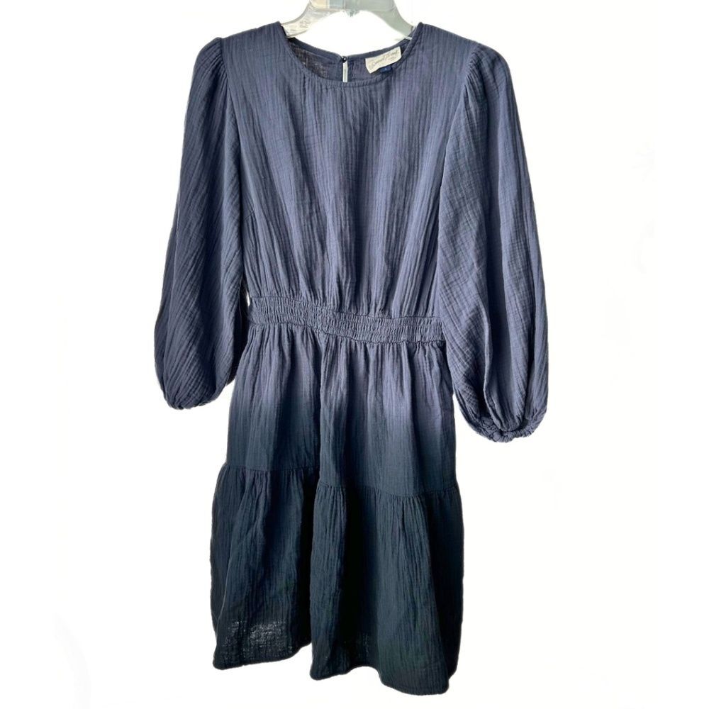 Universal Thread Boho Blue Gray Ombre Cotton Elastic Waist Dress Women’s Sz S